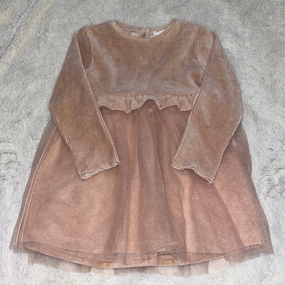 Zara blush pink long sleeve 12-18 month dress